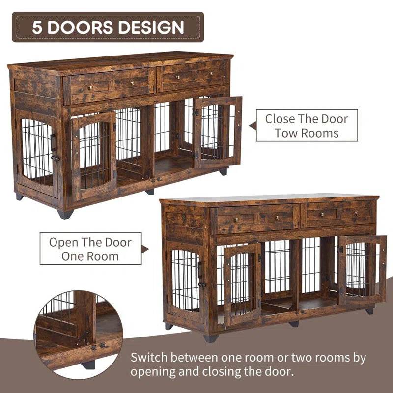 Dog Crate Furniture with Openable Partition - Marcapon