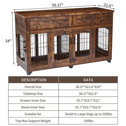 Dog Crate Furniture with Openable Partition - Marcapon