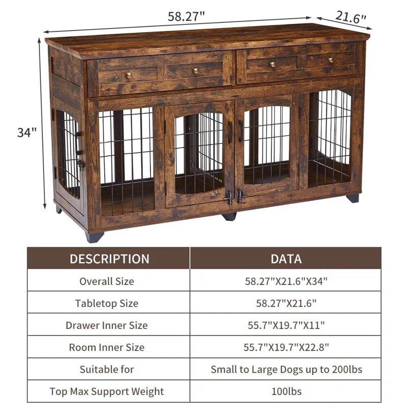 Dog Crate Furniture with Openable Partition - Marcapon