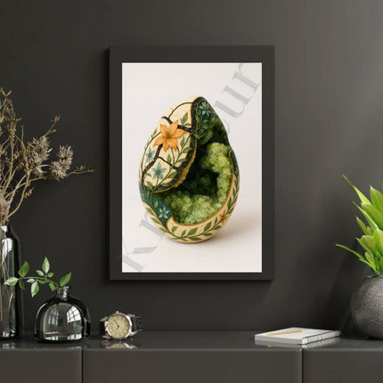 Dragon Bloom – Septarian Dragon Egg Digital Art Print | Crystal Botanical Download