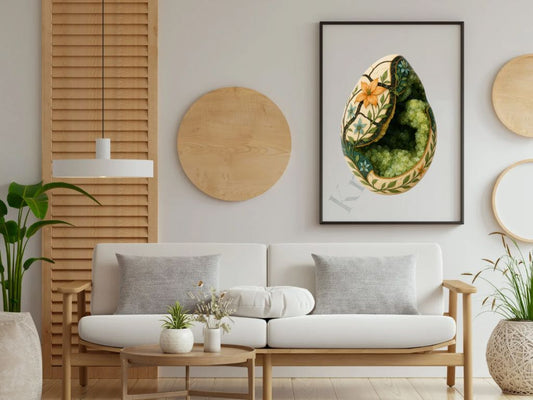 Dragon Bloom – Septarian Dragon Egg Digital Art Print | Crystal Botanical Download