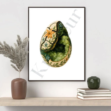 Dragon Bloom – Septarian Dragon Egg Digital Art Print | Crystal Botanical Download