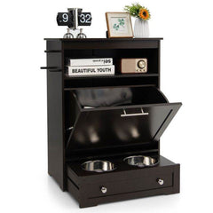 Pet Feeder Station with Stainless Steel Bowls & Storage Cabinet - Elevated Dog Food Station with Pull-Out Drawer | All-in-One Pet Organization