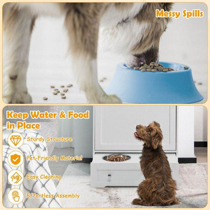 Pet Feeder Station with Stainless Steel Bowls & Storage Cabinet - Elevated Dog Food Station with Pull-Out Drawer | All-in-One Pet Organization