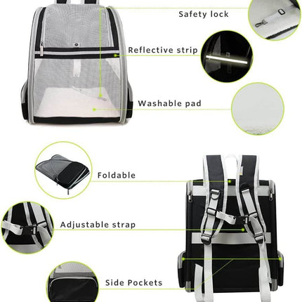 Texsens Innovative Traveler Bubble Backpack Pet Carriers for Cats and Dogs (Black)