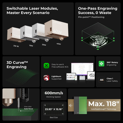 xTool S1 Enclosed Diode Laser Cutter | Professional Class 1 Safety Laser Engraver