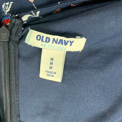 Old Navy Womens Fit & Flare Dress — Pre-Owned, Size Medium (Navy Blue Floral)
