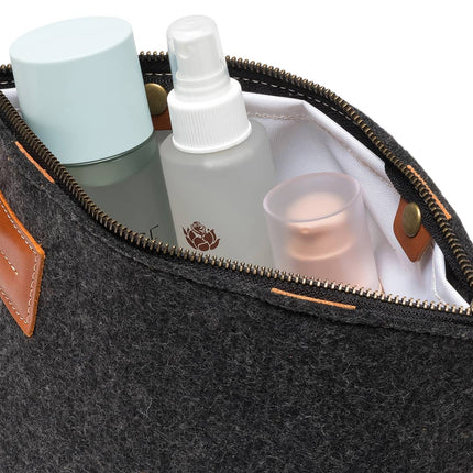Kyrgies Wool Felt Travel Kit — Toiletry Bag with Leather Accents