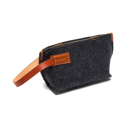 Kyrgies Wool Felt Travel Kit — Toiletry Bag with Leather Accents