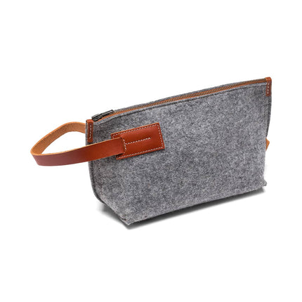 Kyrgies Wool Felt Travel Kit — Toiletry Bag with Leather Accents