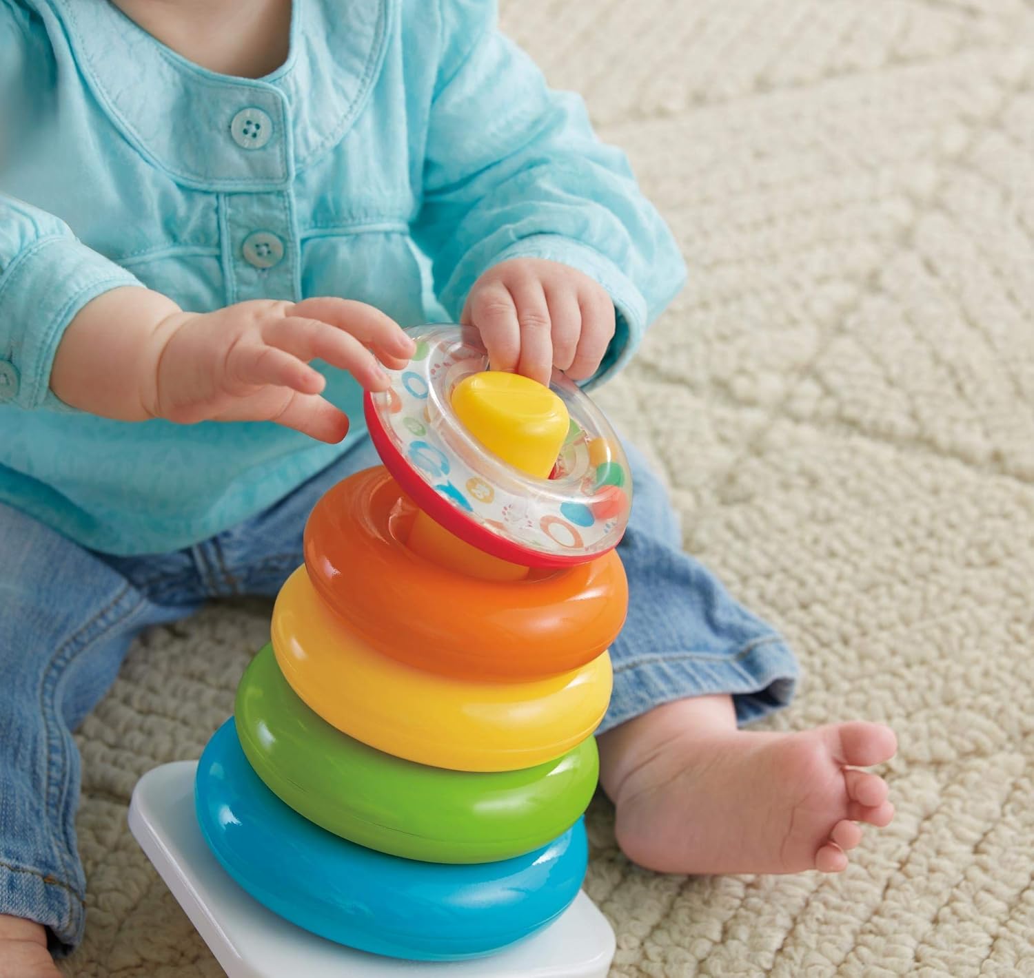 fisher-price renkli halkalar sıralama oyuncağı bebek eğitici