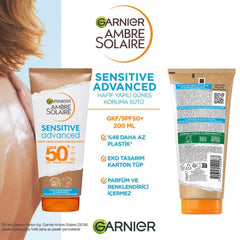 Garnier Ambre Solaire Sensitive Advanced SPF50+ Sun Protection Milk | For Kids & Adults | 175 ml