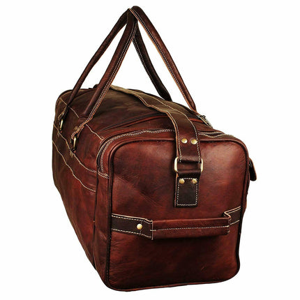 Traveler Weekender Duffle | Genuine Goat Leather Rustic Travel Bag