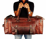 Traveler Weekender Duffle | Genuine Goat Leather Rustic Travel Bag
