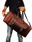 Traveler Weekender Duffle | Genuine Goat Leather Rustic Travel Bag
