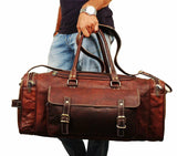 Traveler Weekender Duffle | Genuine Goat Leather Rustic Travel Bag