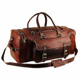 Traveler Weekender Duffle | Genuine Goat Leather Rustic Travel Bag
