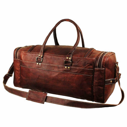 Traveler Weekender Duffle | Genuine Goat Leather Rustic Travel Bag