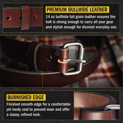 The Guardian Gun Belt - Made in USA - Lifetime Warranty - 14 oz Leather