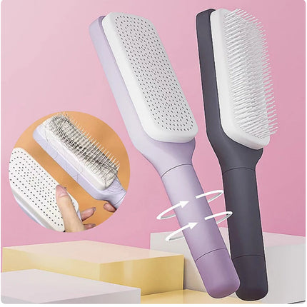 Girlies Self-Cleaning Hair Brush | Detangling Bristles & Scalp Massage for All Hair Types