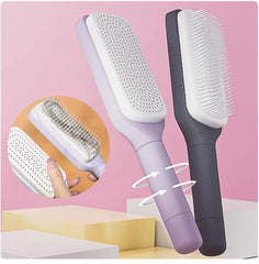 Girlies Self-Cleaning Hair Brush | Detangling Bristles & Scalp Massage for All Hair Types