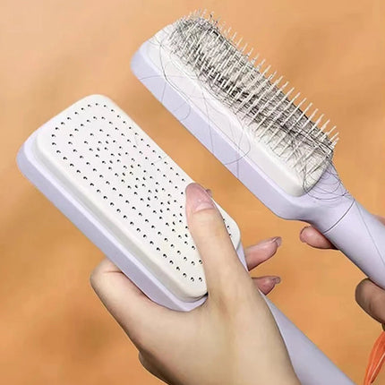 Girlies Self-Cleaning Hair Brush | Detangling Bristles & Scalp Massage for All Hair Types