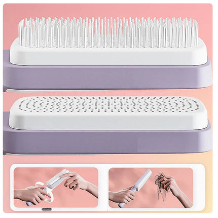 Girlies Self-Cleaning Hair Brush | Detangling Bristles & Scalp Massage for All Hair Types