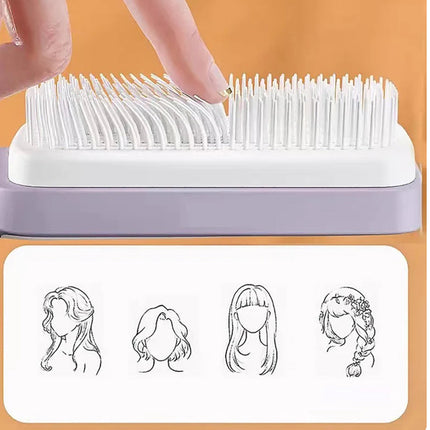 Girlies Self-Cleaning Hair Brush | Detangling Bristles & Scalp Massage for All Hair Types