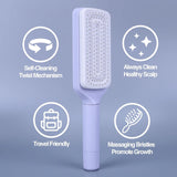 Girlies Self-Cleaning Hair Brush | Detangling Bristles & Scalp Massage for All Hair Types