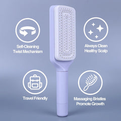 Girlies Self-Cleaning Hair Brush | Detangling Bristles & Scalp Massage for All Hair Types