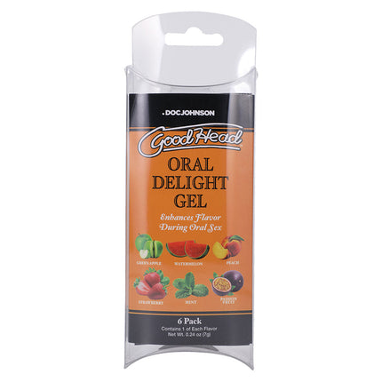GoodHead Oral Delight Gel Pack of 6 edible oral pleasure gel assorted flavors