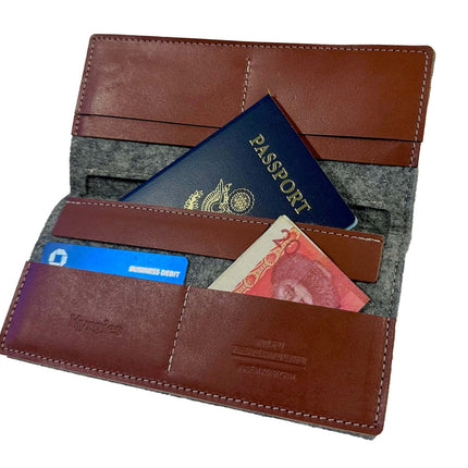 Kyrgies Wool Felt Travel Wallet — Passport & Checkbook Size