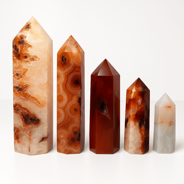 Handpicked Carnelian Agate Akik Obelisk Tower