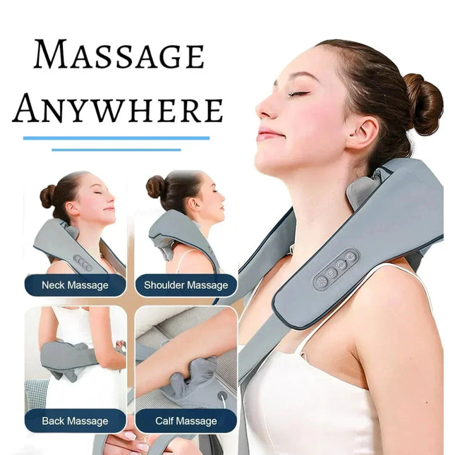 Healing Hands Deep Tissue Massager | 6-Head Bidirectional Kneading with Heat for Neck & Shoulders