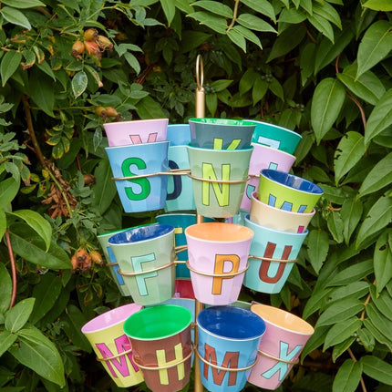 Melamine Cup - Medium with Alphabet in Bluish Colors | Letter A