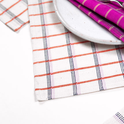 San Lucas Plaid White & Orange Table Runner