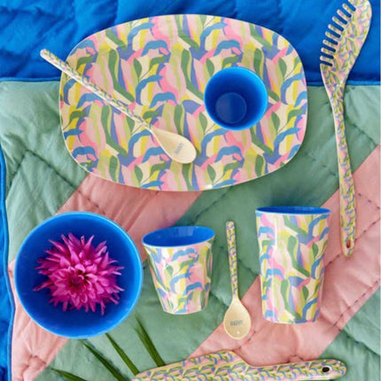 Medium Melamine Cup - Blue - Jungle Fever Print
