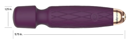 Bodywand Luxe Mini Wand — dimensions: 5.75 in. length, 1.25 in. diameter, purple silicone with rose gold accent