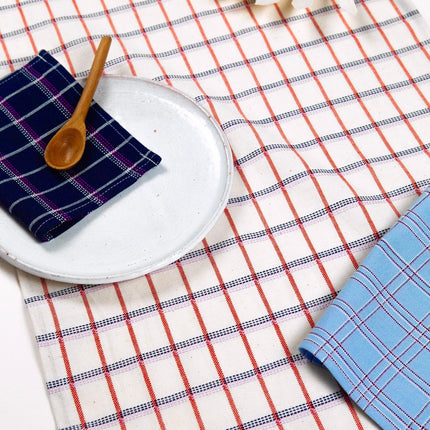 San Lucas Plaid White & Orange Table Runner