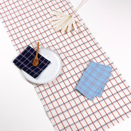 San Lucas Plaid White & Orange Table Runner