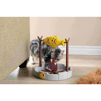 Interactive Cat Treat Dispenser & Slow Feeder – Grilled Fish Puzzle Toy - Marcapon