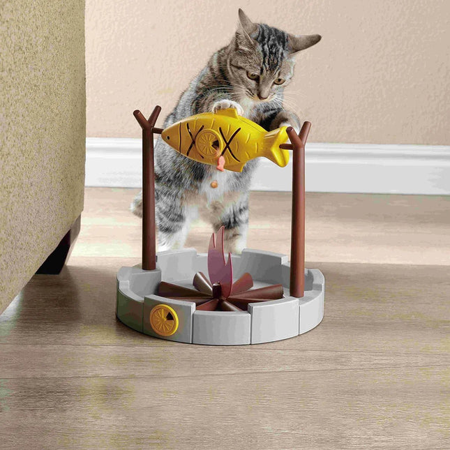 Interactive Cat Treat Dispenser & Slow Feeder – Grilled Fish Puzzle Toy - Marcapon