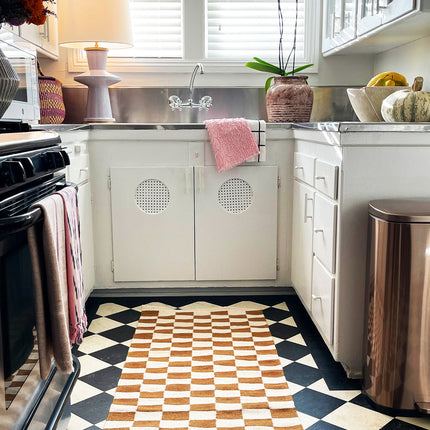 Zapotec Checkered Rug in Umber & Ivory