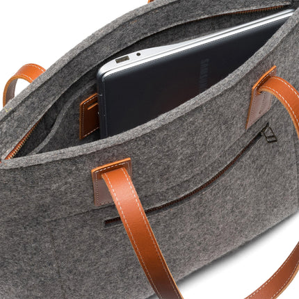 Kyrgies Handmade Wool Felt Tote Bag — Leather Accents, Final Sale