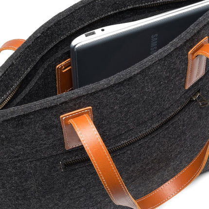 Kyrgies Handmade Wool Felt Tote Bag — Leather Accents, Final Sale