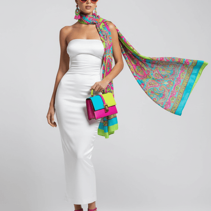 Long Skirt Dress With Asymmetric Style And Slim Fit Design For Women, White, Tribeca, BYMANYC New York. - Marcapon