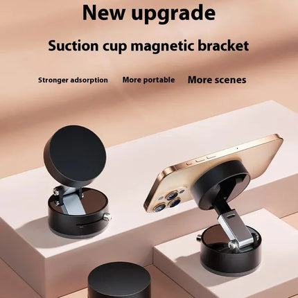 MagniHold DuoFold Magnetic Phone Holder | Vacuum Suction & N52 Magnet for Car, Desk & Home