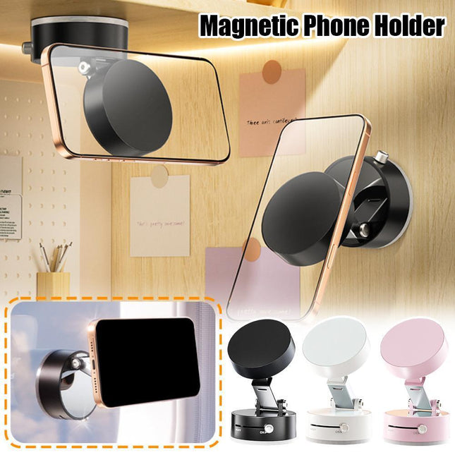 MagniHold DuoFold Magnetic Phone Holder | Vacuum Suction & N52 Magnet for Car, Desk & Home