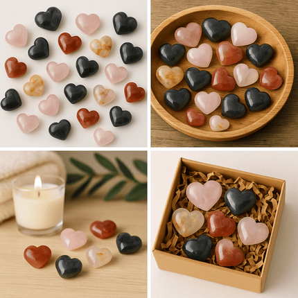 Mixed Crystal Hearts – Sold by the Pound | Hand-Carved Mini Hearts