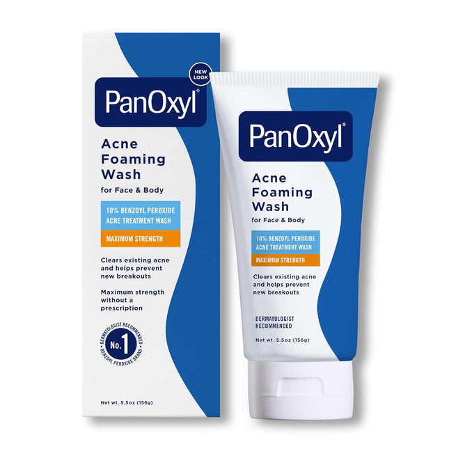 PanOxyl acne foaming wash with 10% benzoyl peroxide, antibacterial formula, 156 ml